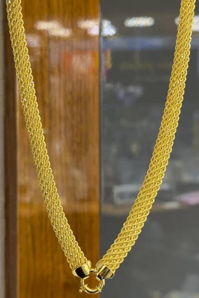 14 Ayar Altın 5 Sıralı Halat Zincir - 1