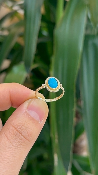 14 Ayar Altın Akik Yüzük - 1