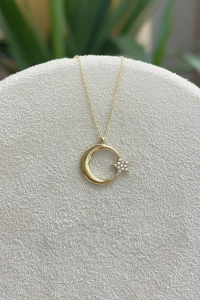 14 Ayar Altın Ay Yıldız Kolye - bende