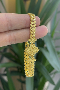 14 Ayar Altın Çiçek Desen Bileklik - bende