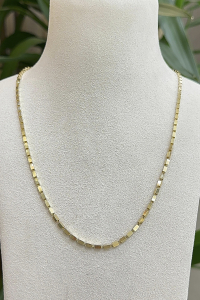 14 Ayar Altın Dikdörtgen Desen Kolye - bende