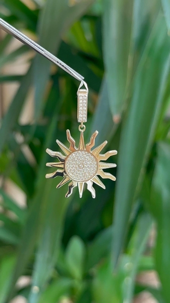 14 Ayar Altın Güneş Kolye Ucu - 1