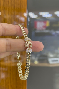 14 Ayar Altın Harfli Gurmet Bileklik (F Harfi) - bende