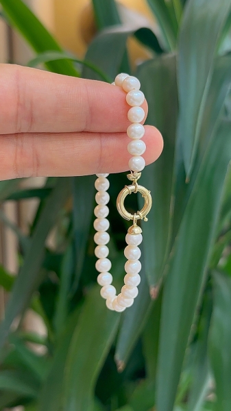 14 Ayar Altın İnci Bileklik - 1