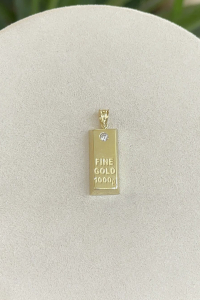 14 Ayar Altın Külçe Altın Kolye Ucu - bende