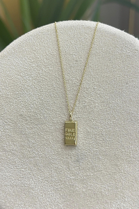 14 Ayar Altın Külçe Desenli Kolye - bende