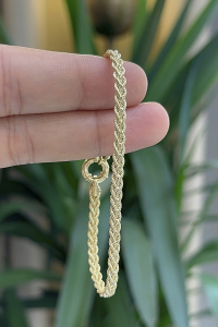 14 Ayar Altın Örgü Halat Bileklik - bende