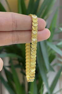 14 Ayar Altın Yarımay Desenli Bileklik - bende