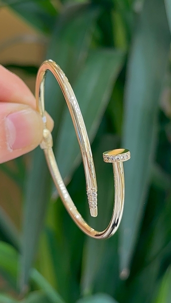 14 Ayar Altın Taşlı Çivi Kelepçe - 1