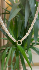 14 Ayar Altın Taşlı Kum İnci Kolye - bende