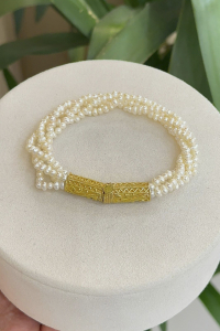 14 Ayar Altın Telkari İnci Bileklik - bende