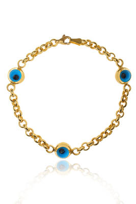 14 Ayar Altın Üç Gözlü Bileklik - 1