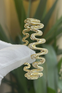 14 Ayar Altın Zigzag Taşlı Kelepçe - bende