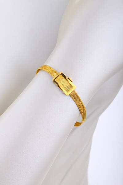 22 Ayar Altın 3 Sıralı Trabzon Hasır Bileklik - 2