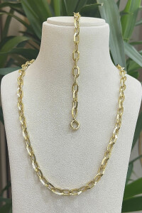 14 Ayar Altın Omega Zincir Set