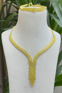 14 Ayar Altın Dorikalı Kalze Kolye Set