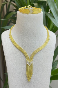 14 Ayar Altın Dorikalı Kalze Kolye Set