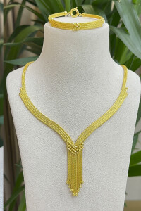 14 Ayar Altın Dorikalı Kalze Kolye Set