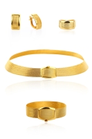 14 Ayar Altın 7 Sıralı Bilezik & 7 Sıralı Gerdanlık Trabzon Hasır Set