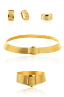 14 Ayar Altın 9 Sıralı Bilezik & 7 Sıralı Gerdanlık Trabzon Hasır Set