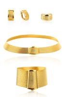 14 Ayar Altın 15 Sıralı Bilezik & 7 Sıralı Gerdanlık Trabzon Hasır Set