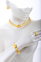 14 Ayar Altın 5 Sıralı Bilezik & 5 Sıralı Gerdanlık Trabzon Hasır Set - 2