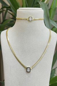 14 Ayar Altın Çağla Kolye Set