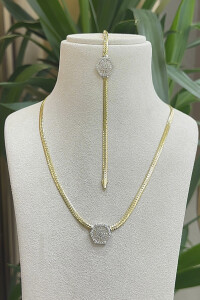 14 Ayar Altın Altıgen Kolye Set