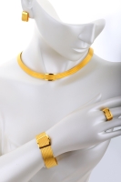 22 Ayar Altın 9 Sıralı Bilezik & 5 Sıralı Gerdanlık Trabzon Hasır Set - 2