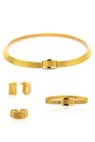 22 Ayar Altın 3 Sıralı Bilezik & 5 Sıralı Gerdanlık Trabzon Hasır Set