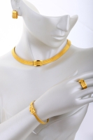 22 Ayar Altın 3 Sıralı Bilezik & 5 Sıralı Gerdanlık Trabzon Hasır Set - 2