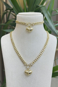 14 Ayar Altın Sevgi Kolye Set